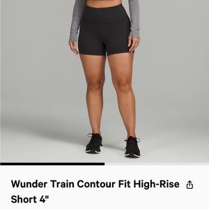 Lululemon Wunder Train High-rise 4 inch Shorts Black, Size 6